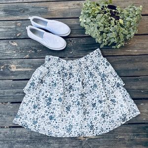 Adiva Blue Floral Ruffled Skirt